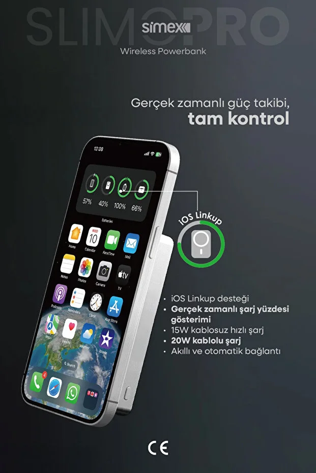 Simex Slim Magsafe Powerbank 10000 mAh - 20W PD Hızlı Şarj Taşınabilir Batarya